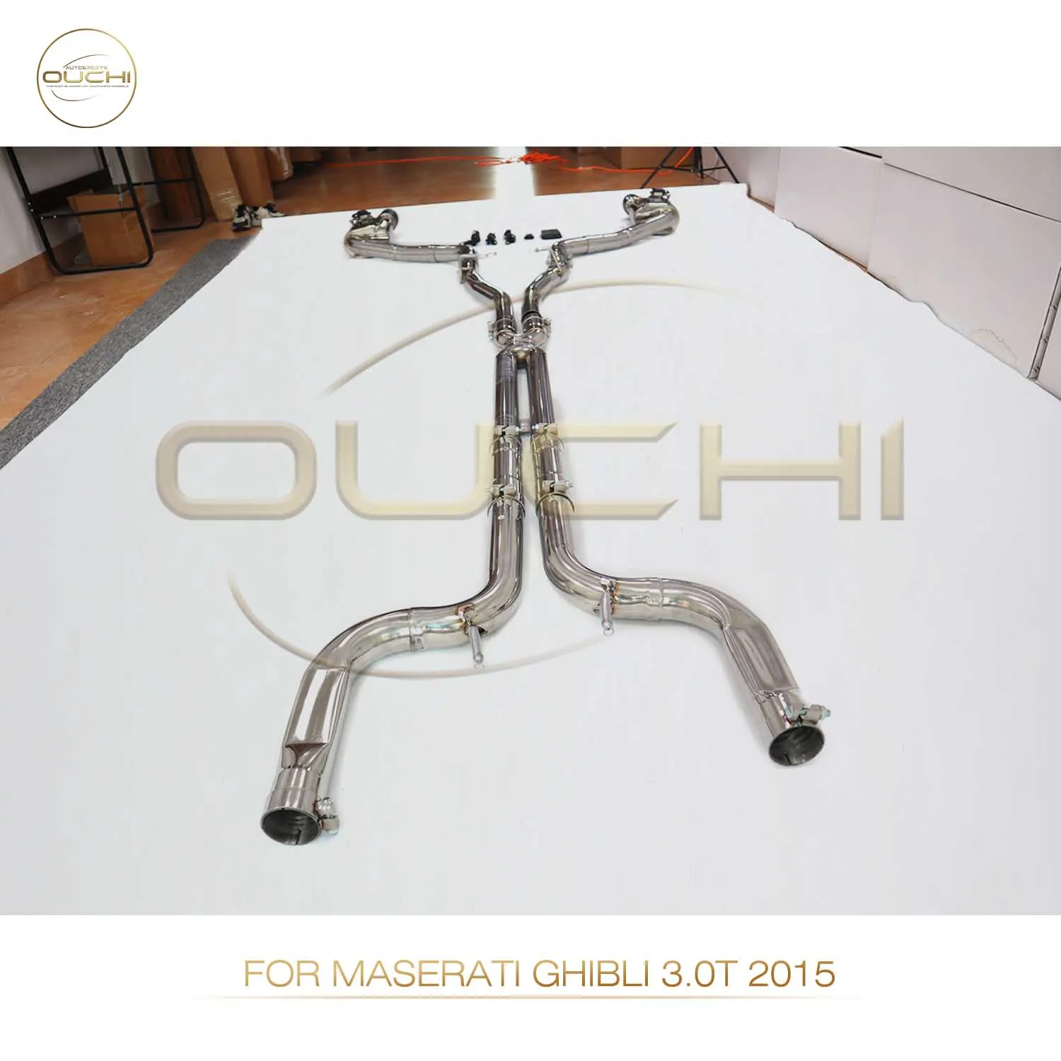 Performance Catback for Maserati Ghibli 3.0T 2015 OUCHI Stainless Steel Exhaust System Muffler with Valve tips