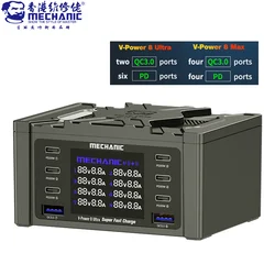 MECHANIC-Carga inteligente v-power 8 Max, compatible con QC 3,0, carga inalámbrica con pantalla LCD para carga de teléfono móvil