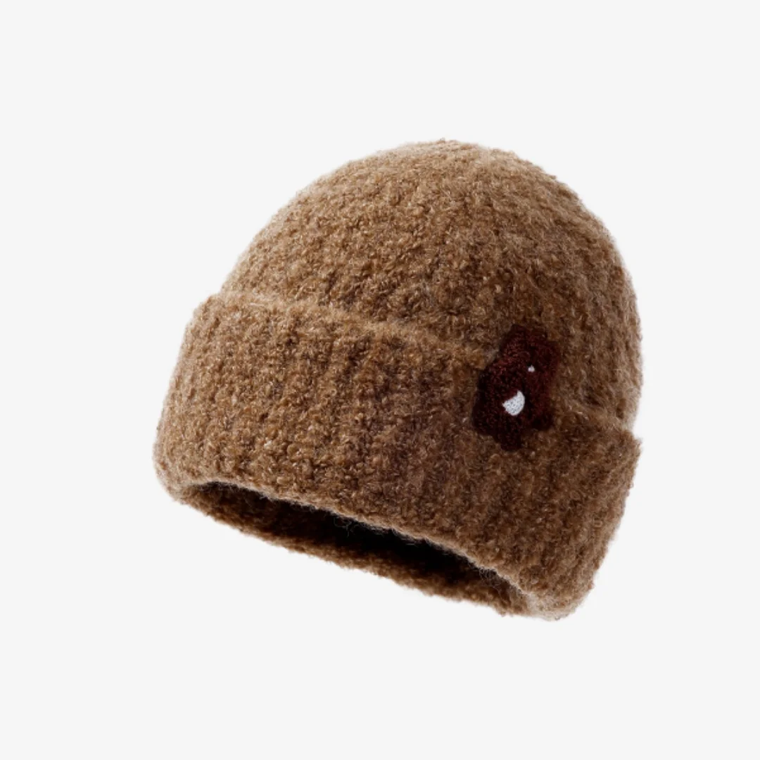 

Simple Luxurious Bear Beanie Cute Plush Felt Hat High-quality Warm Hat Thickened Earmuffs Slimming Face Holiday Gift Couple