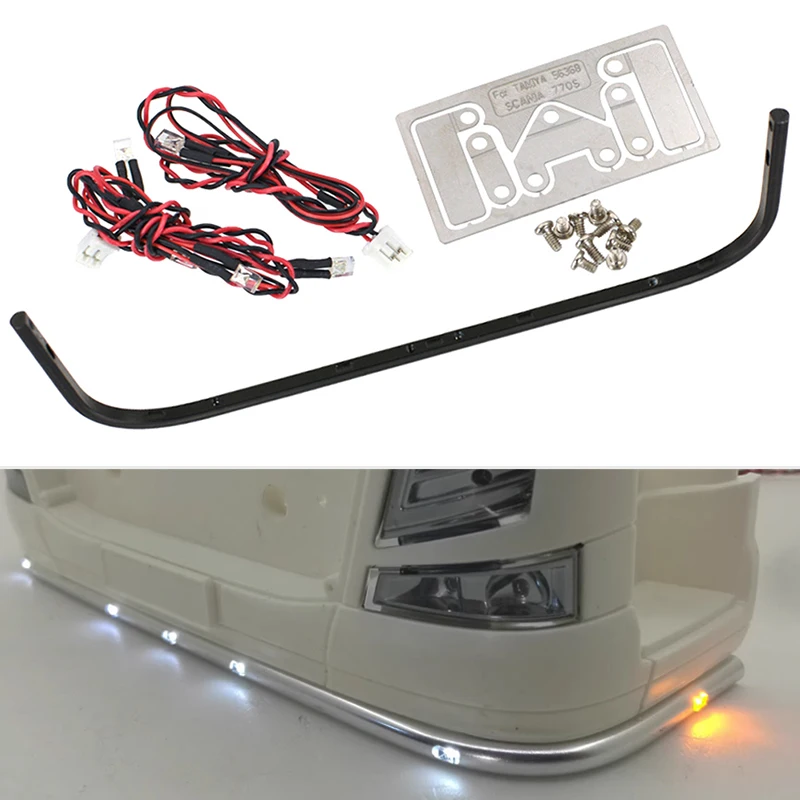 

LED Simulation Metal Black Front Bottom Light for 1/14 Tamiya RC Truck Scania 56368 770s 56371 Car Diy Parts