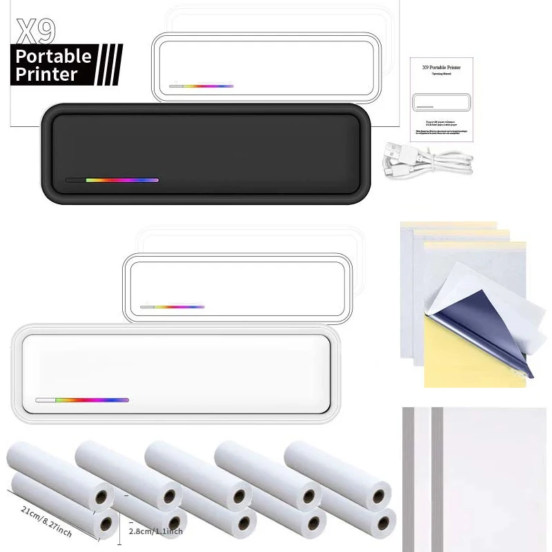 

Wireless X9 Thermal Printer built-in A4 Thermal Paper with 100pcs Tattoo Paper,200pcs Fold Paper,5pcs/10pcs Rolls Thermal Paper
