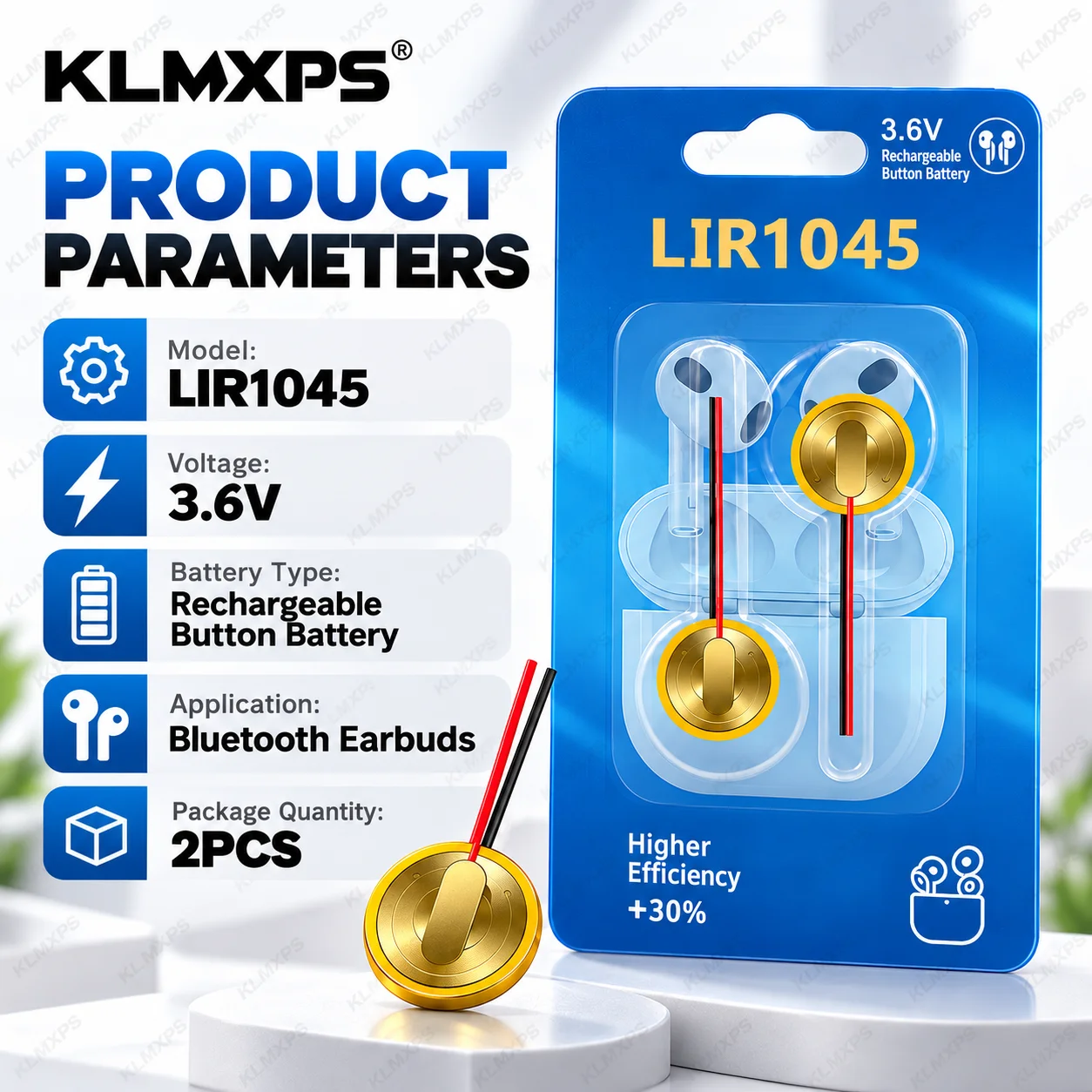 Wholesale LIR1045 3.85V Rechargeable Lithium Coin Button Cell Battery for TWS Bluetooth Earphones