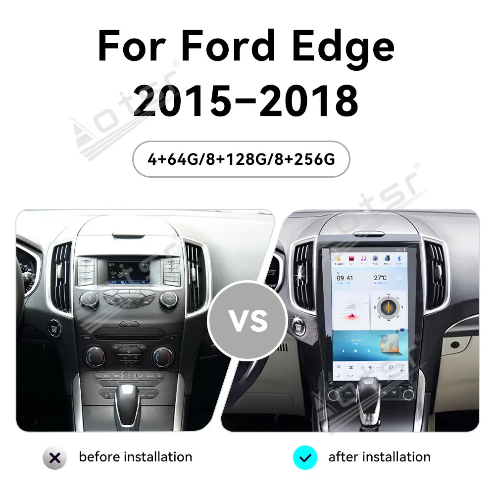 For Ford Edge S-Max MK2 2015 - 2018 Android Car Radio Tesla screen 2Din Stereo Receiver Autoradio Multimedia Player GPS Unit DSP