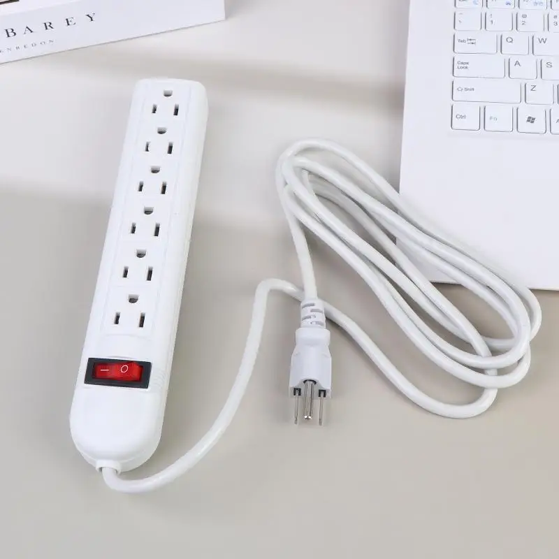 US Power Strip 6Outlet 2M Surge Protected Extension Cord On Off Switch Safe Socket For Home Office Dorm Electronic Charging-New