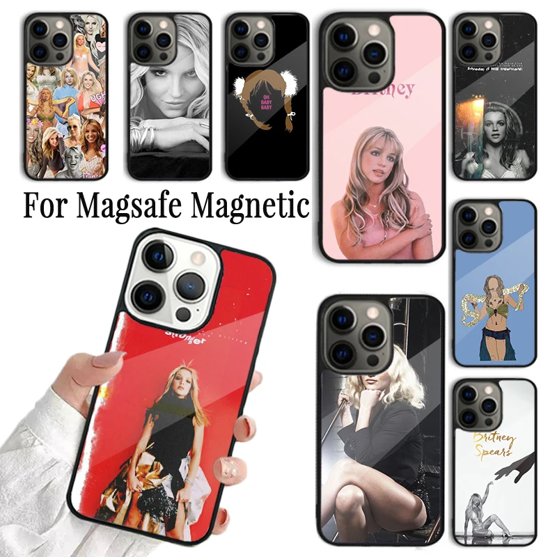 Coque Phone Case For iPhone 16 15 14 13 12 Mini 11 Pro Max Plus Magsafe Magnetic Wireless Charging Cover Britney Spears