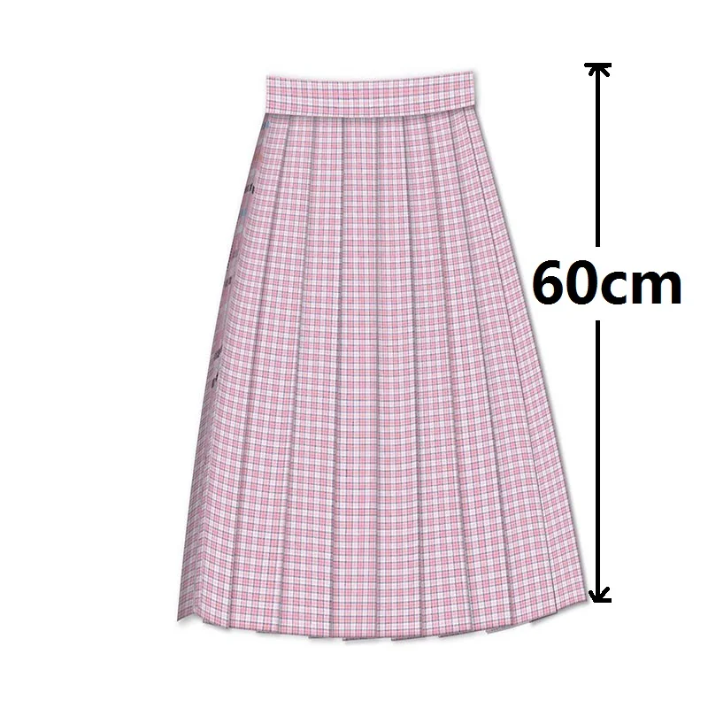 Nova Saia Xadrez Ajustável na Cintura para Mulheres, Saia Midi A-Line de Cintura Alta para o Verão, Uniforme Casual para Estudantes, Saia JK Feminina