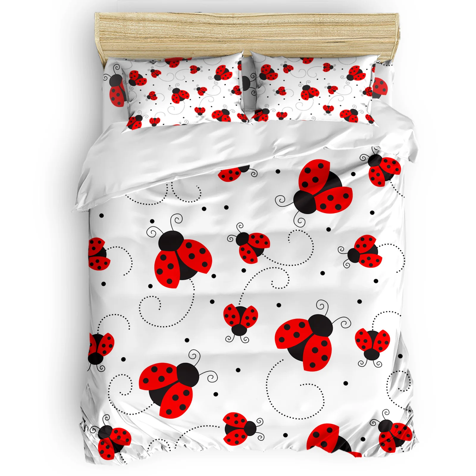 

Ladybug Dotted Texture Comfortable Household Goods Bedroom Bed Luxury Duvet Cover 2/3/4 Pieces