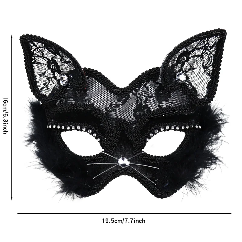 P-Jsmen Luxury Venetian Masquerade Mask Sexy Black Cat Lace Mask Fancy Dress Christmas Halloween Costume Party for Girls Women