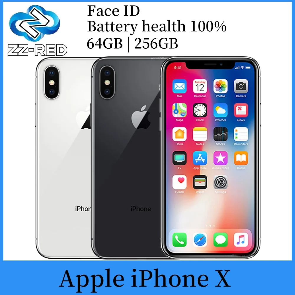هاتف Apple iPhone X 64GB 256GB ROM 5.8 بوصة هاتف iPhoneX الذكي الأصلي معرف الوجه A11 Hexa Core غير مقفول 4G LTE هاتف محمول أصلي