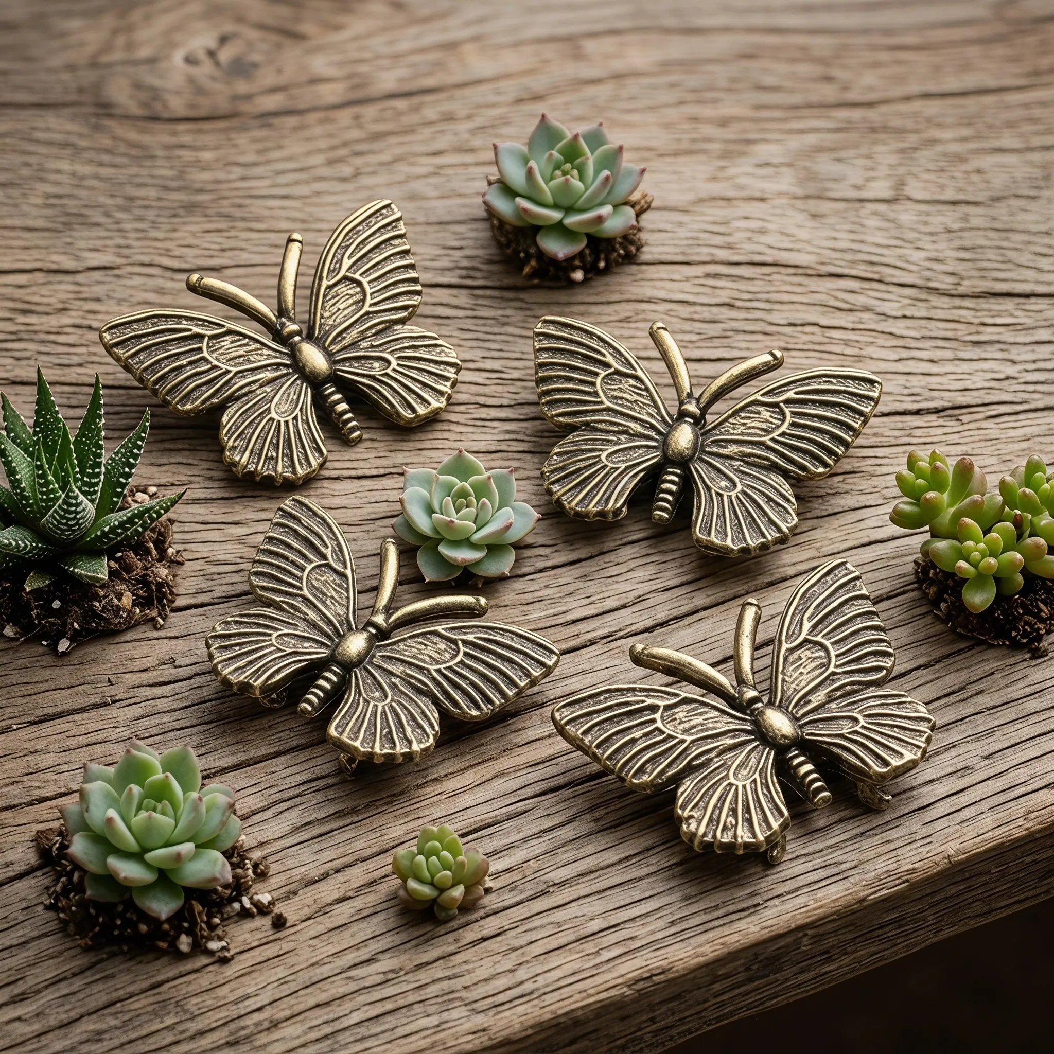 4Pcs Mini Brass Butterfly Tea Pet Retro Vintage Sculpture Paperweight Animal Butterfly Sculpture