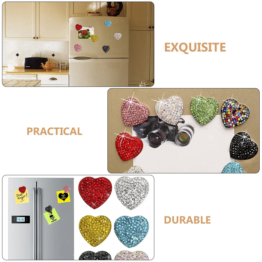 

9Pcs Rhinestone Crystal Heart Fridge Magnets Creative Refrigerator Magnets for Kitchen Home Decoration Heart Magnet