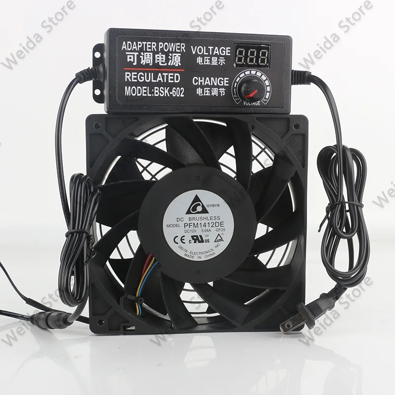 Original Delta AC EC 14038 140X140X38MM 14CM Adjustable Power Supply Speed Regulation PFM1412DE DC12V 5.04A Cooling Fan
