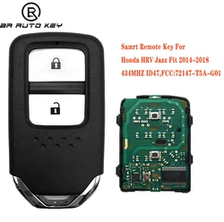 434mhz fsk 2 botões chave do carro remoto inteligente para honda H-RV chave ajuste jazz xrv hrv chave id47 chip p/n: 72147-t5a-g01