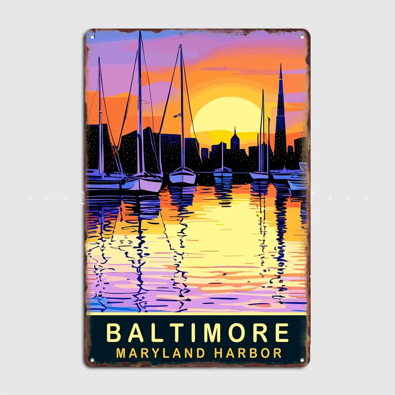Maryland Harbor Baltimore Poster Metal Sign Custom Bedroom Room Decor Home Wall Decor Posters Indoor Wall Decoration