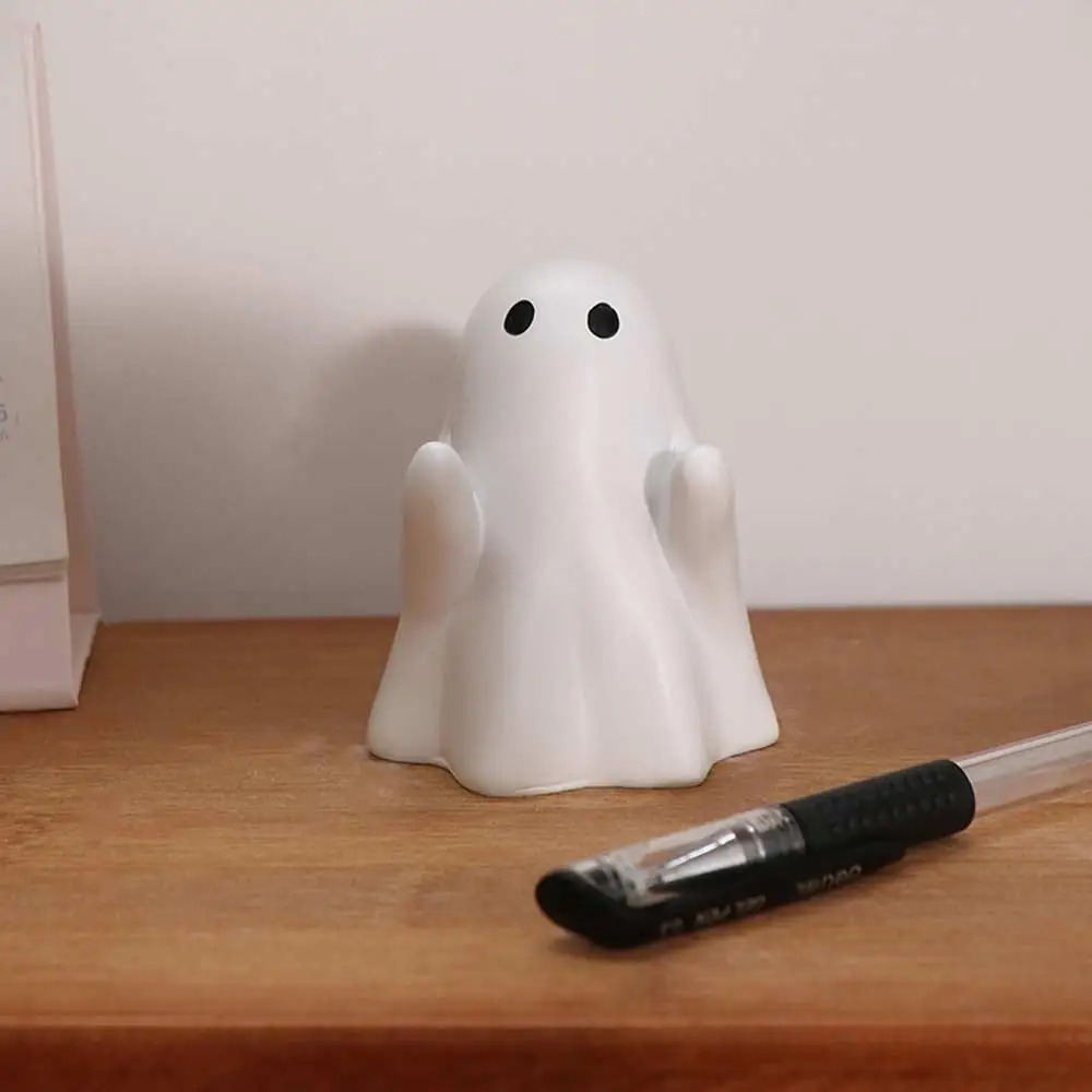 Cute Ghost Pen Holder Funny Portable Halloween Ghost Figurine Decorative Creative Desktop Decoration Ornament Student