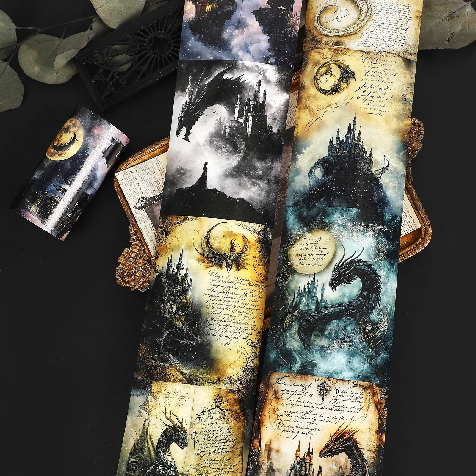 

80mm*200cm Vintage Dark Dragon Castle Landscape Washi Tape Creative DIY Journal Material Collage Scrapbook Stationery