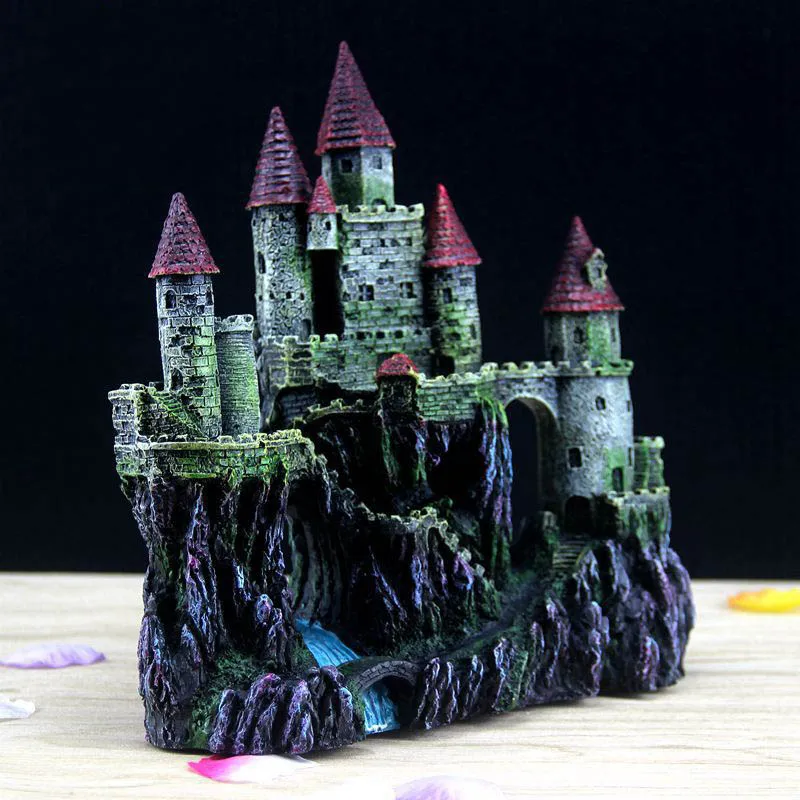 1pc 23.5x25cm Creative fish tank decoration castle house aquarium landscaping resin decor
