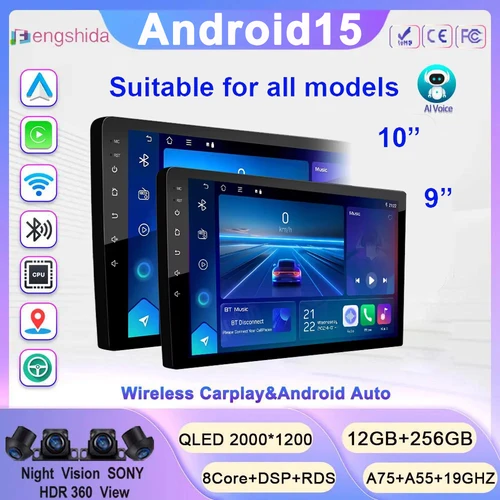 7 ''9'' 10'' 2Din Android 15Car 8Core Multimedia CarPlay 5G WiFi navegación Universal GPS unidad central Auto Radio Audio estéreo dvd