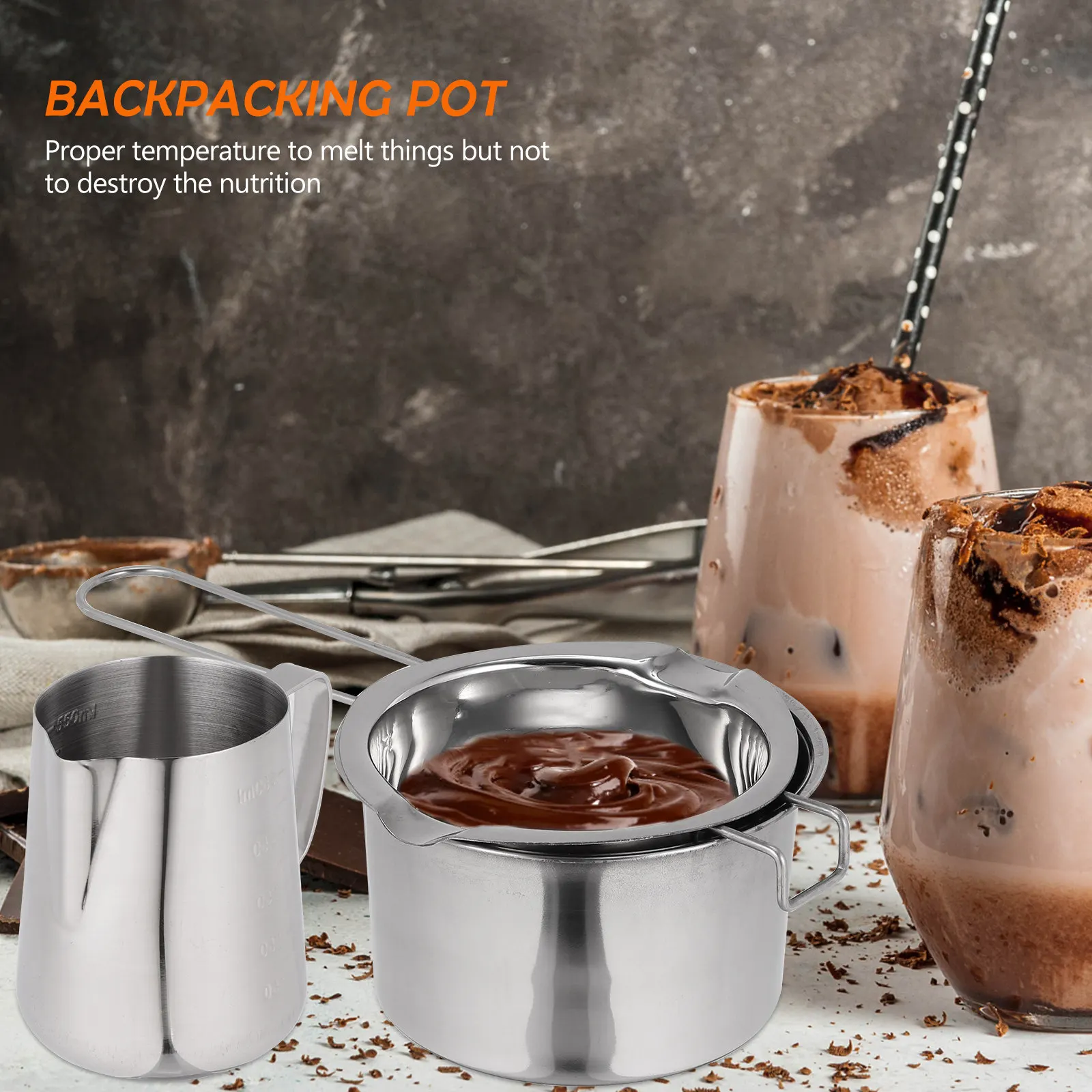 1Set Stainless Steel Cheese Melting Pot Butter Chocolate Melting Pan Outdoor Camping Picnic Backpacking Hiking Cooking Tool