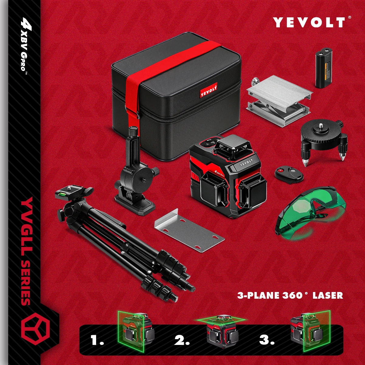 

YEVOLT YVGLL4XS12 Объемный лазерный уровень 12-линейный дневной свет Видимый двойной мощности Прецизионный самовыравнивающийся 30 м Cove PerfectPlane