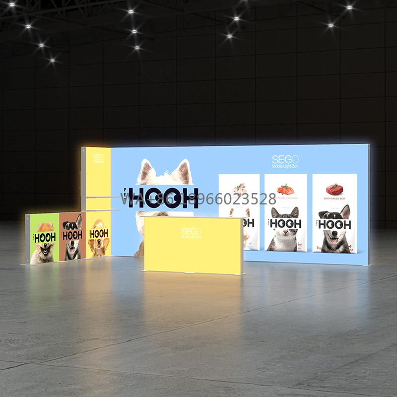 Boîte à lumière modulaire idéale 10x20 pieds pour les spectacles commerciaux, stand d'affichage rétroéclairé Portable réutilisable 3x6m avec éclairage LED