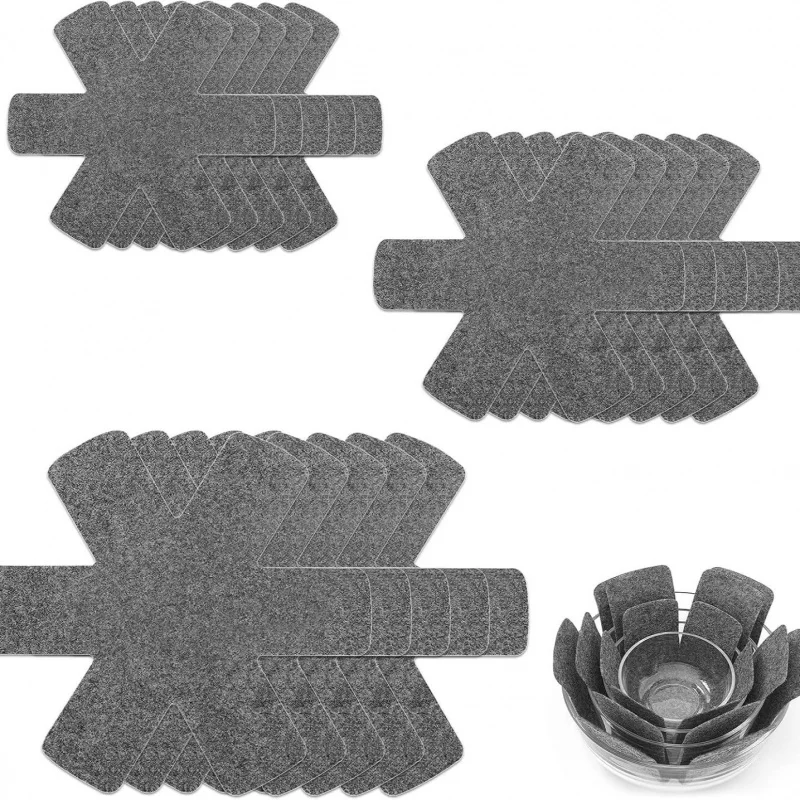 【15-Count Felt Pot Pad Set】3-Size Hexagon Design, Scratch & Heat Protection for Tables, Countertops - Non-Slip Base