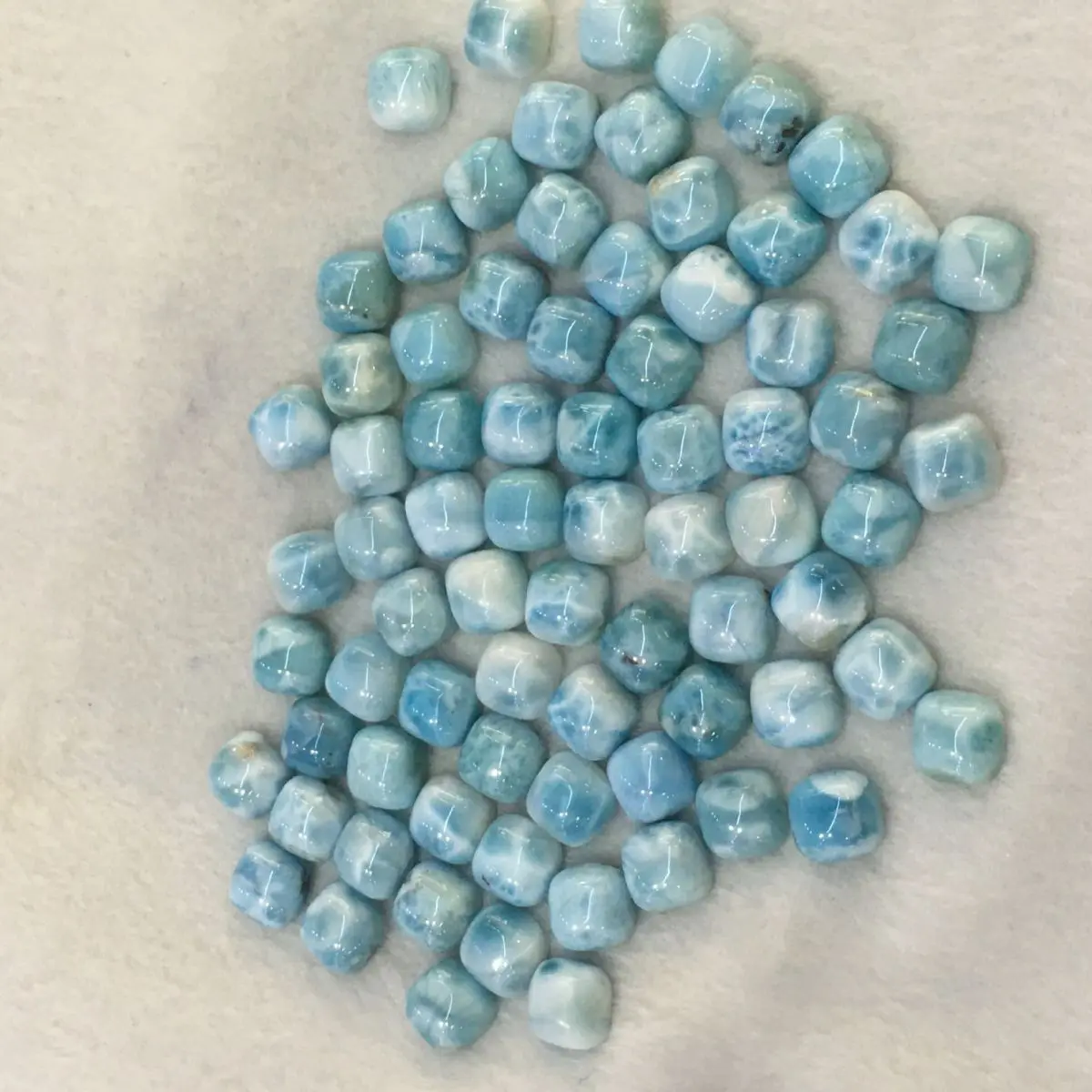 Wholesale 10pcs/pack Natural Larimar 8mm 10mm Square Semi Precious Gemstone Jewelry Bead Ring Face