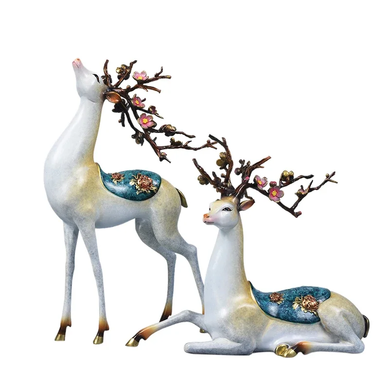 

Цельномедная статуэтка оленя сика, китайское украшение для винного шкафа у входа.