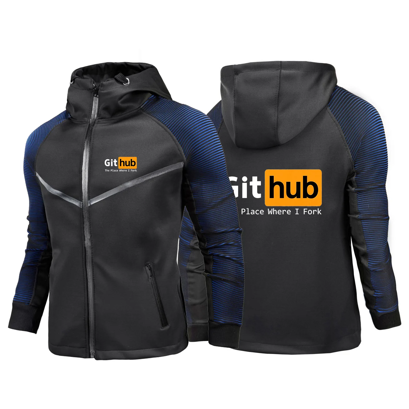Github The Place Where I Fork Logo Print 2026 Spring And Autumn Men's wrinkle-resistant and wear-resistant racing suit Jacket