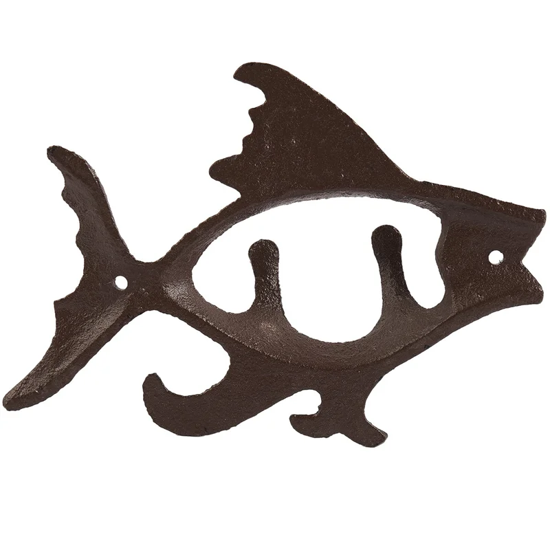 ABWR-3X poisson avec deux crochets série océan crochet mural en fonte support mural porte-serviettes crochet pour chapeau, clé, manteaux