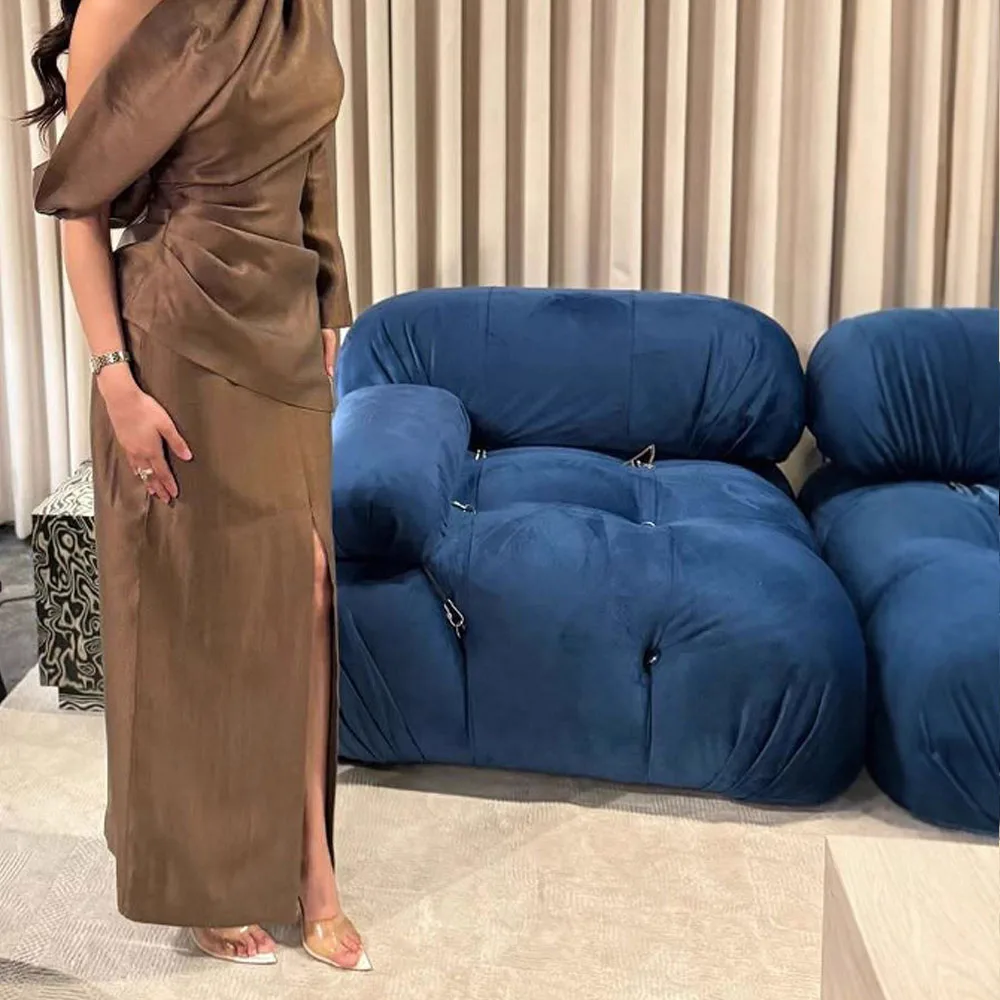 Robe de soirée élégante, asymétrique épaule dénudée, longue, décolleté asymétrique, Silhouette fluide, robe de mariée pour Banquet féminin