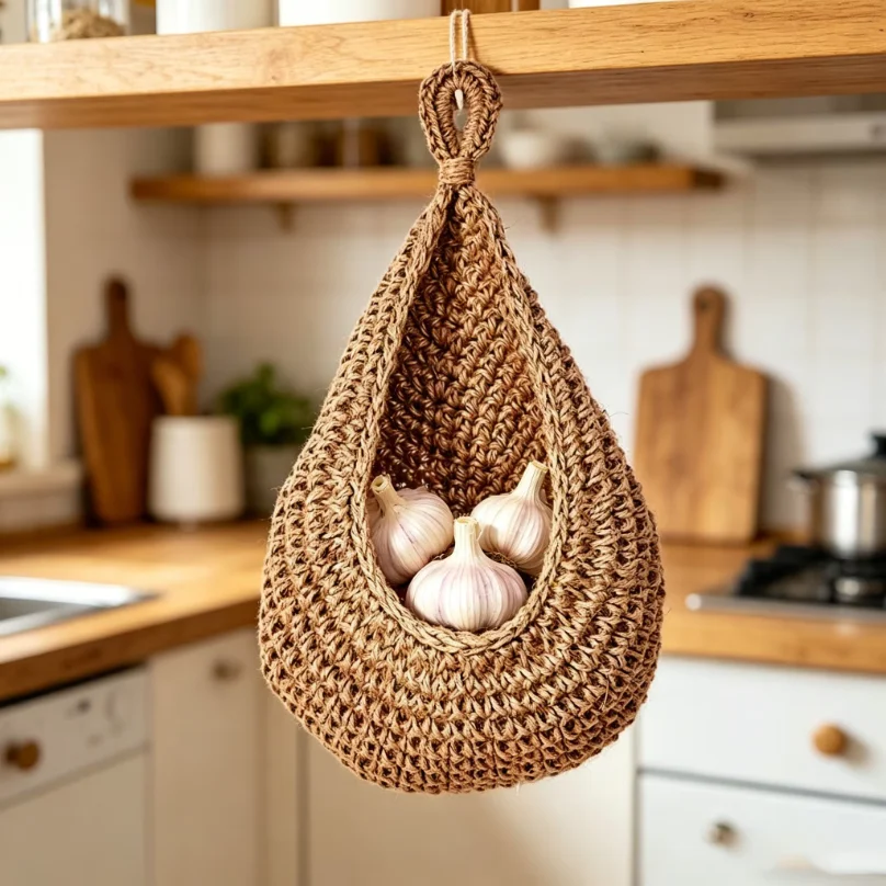 Handwoven Hanging Wall Fruit Vegetable Basket Organizer Container Decor for Kitchen Garden Mount Wall Plant Flower Onion Storag