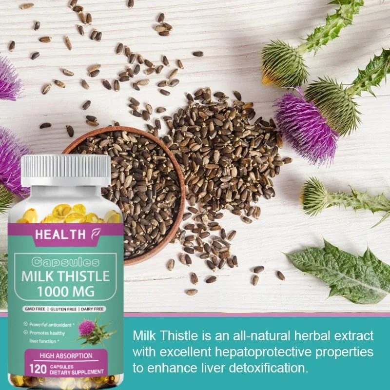 Milk Thistle Silymarin Marianum & Dandelion Root Liver Health Support, Antioxidant Support, Detox, 120 Capsules