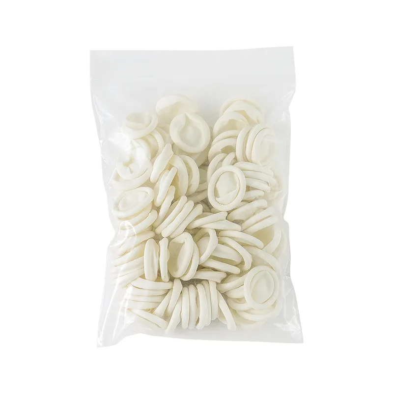 Imagem -01 - Luvas Descartáveis Fingertips Protector Borracha Natural Antiderrapante Anti-estático Latex Finger Cots Ferramenta Durável 100 Pcs luvas descartaveis fingertips protector borracha natural antiderrapante anti estatico latex finger cots ferramenta duravel 100 pcs 01