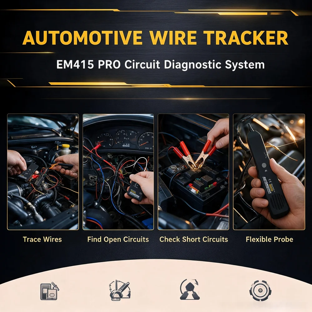 【Latest】 EM415PRO Auto Electrical Circuit Tracker, 6-42V Vehicle Wire Breakpoint Detector, Automotive Diagnostic Repair Tool Fo