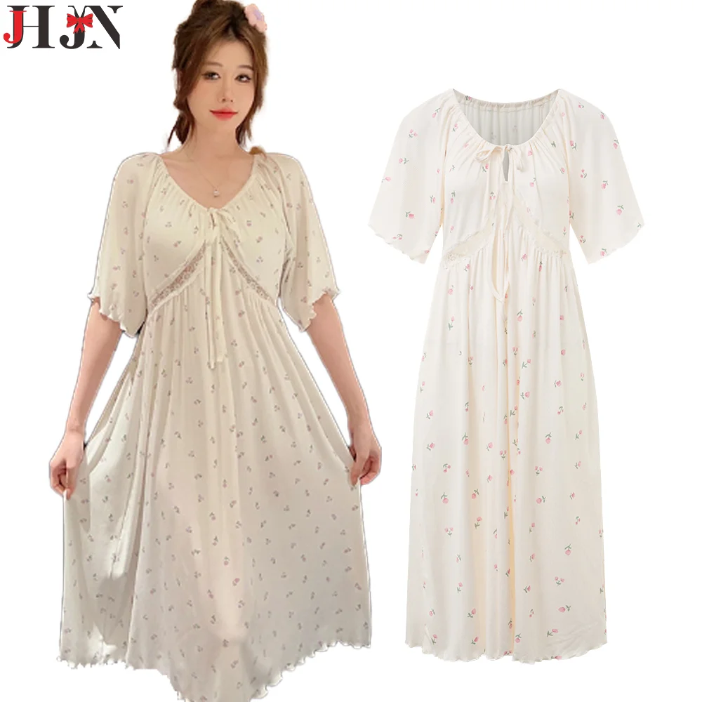 2024 ins style New style Women\'s models Sweet Long Sleeve Nightgown Women\'s Cute Loose Comfortable Nightwear Homewear Dresses