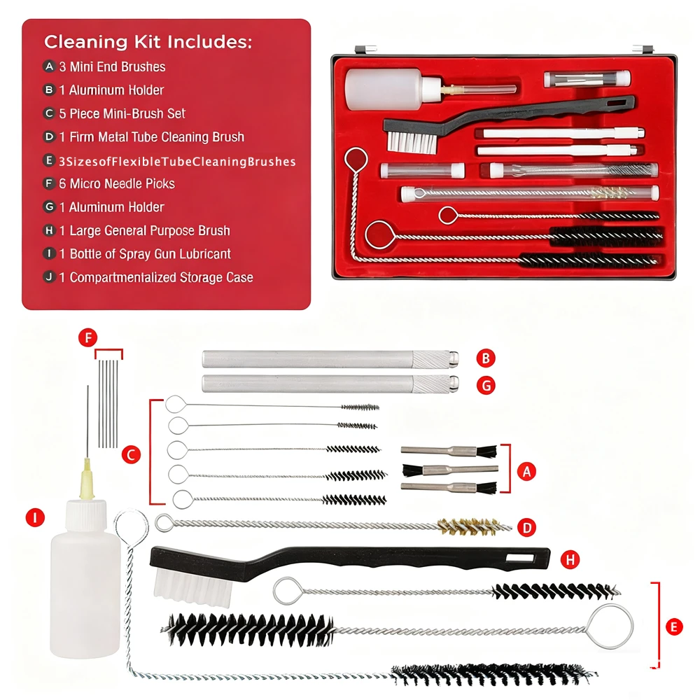 23/17 Uds. Cepillo de limpieza de PISTOLA DE PULVERIZACIÓN profesional Kit de limpieza de PISTOLA DE PULVERIZACIÓN herramientas de limpieza cepillo de pintura aguja de limpieza