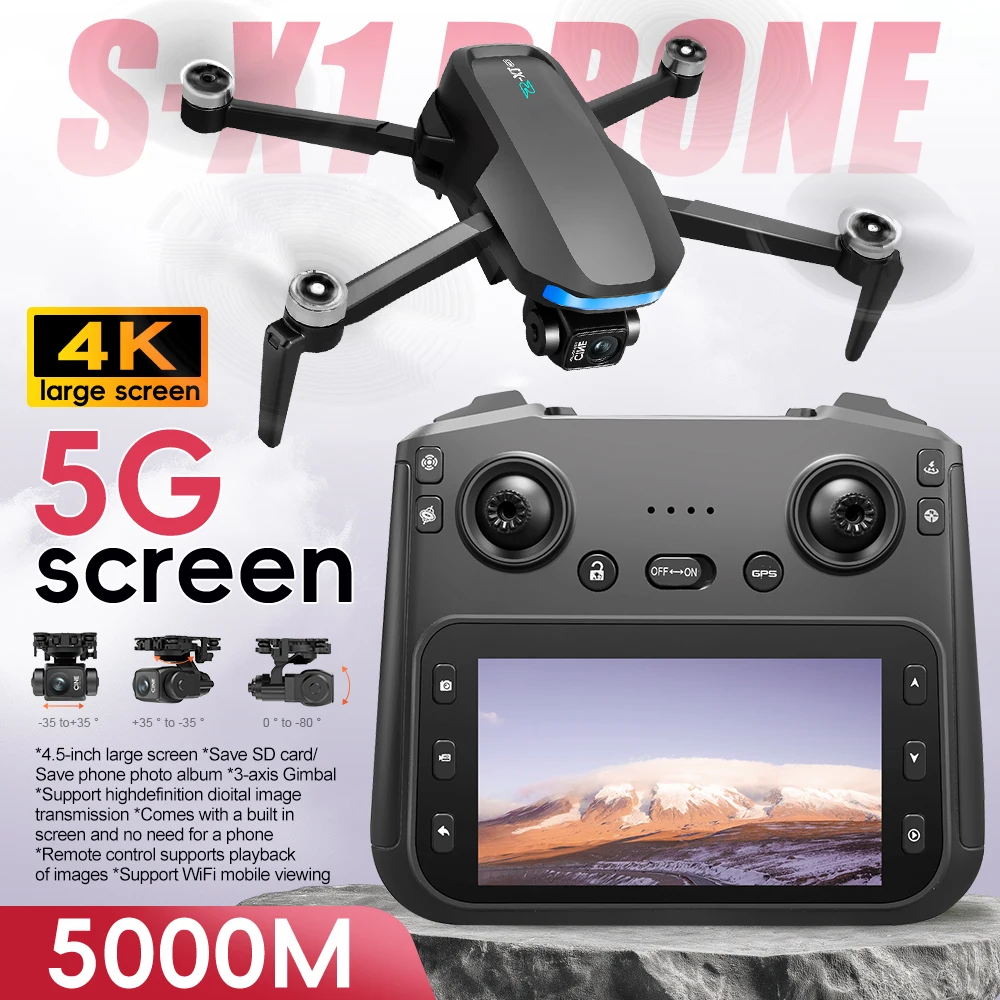 

Новый профессиональный GPS-дрон S-X1 с камерой 4K, 3-осевой подвес, воздушный бесщеточный большой экран, пульт дистанционного управления, квадрокоптер, FPV-дроны
