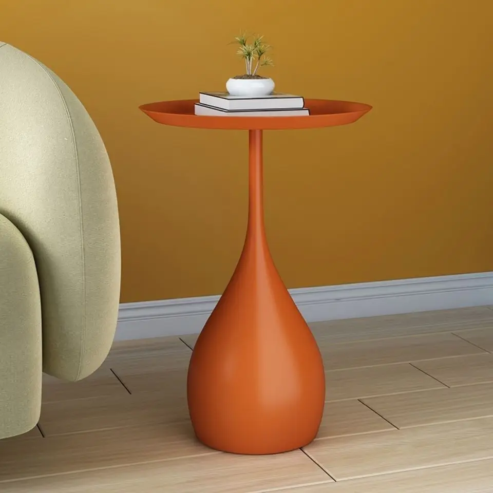 Mesa de centro de hierro forjado para sala de estar, pequeña y redonda mesita de noche, mueble de estilo nórdico, varios tamaños