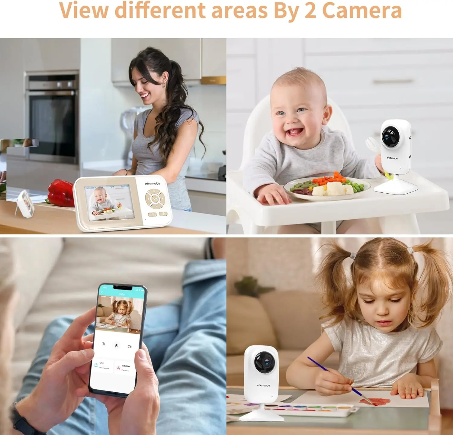 Video Baby Monitor Camera with 2 Camera,2.8