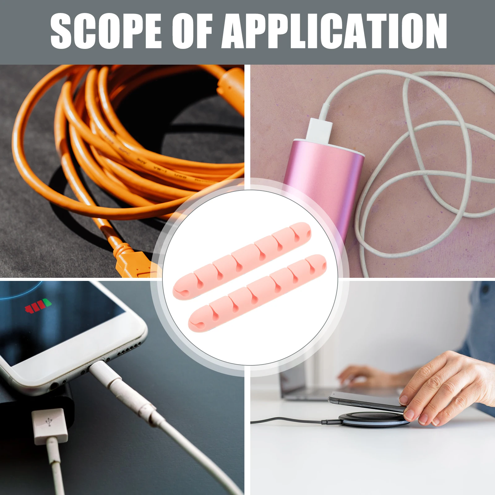 

2 Pcs Desk Desktop Cable Organizer Office Work Wire Silica Gel Clips Pink Cord Holder for