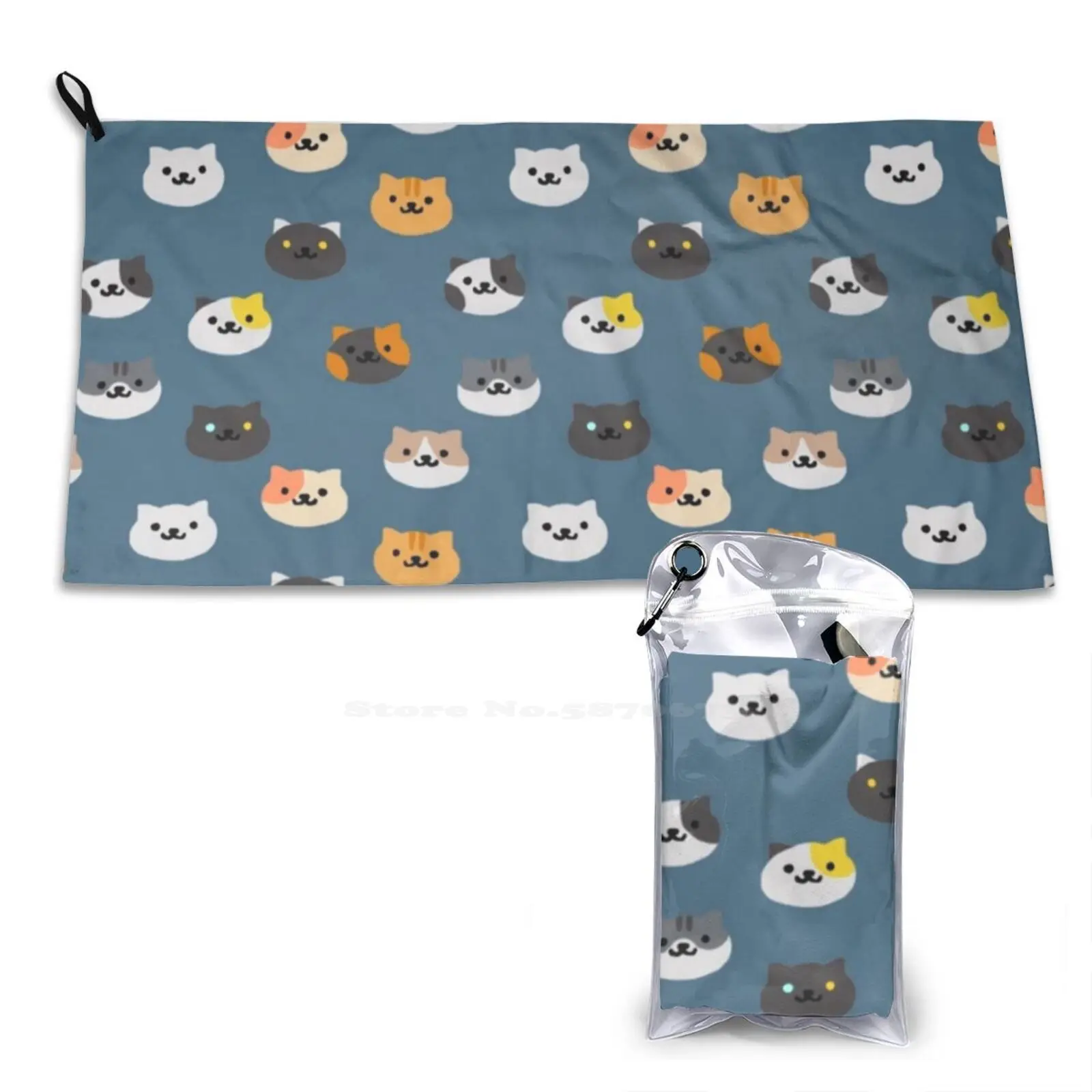 Neko Atsume Cats Soft Microfiber Fabric Travel Towel Neko Atsume Ios Android Phone Japanese Cats Kitty Collector Cat Collector