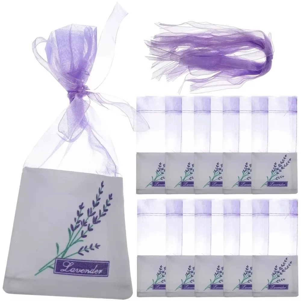 10/20PCS Drawstring Mesh Lavender Bags Air Fresheners Purple Gauze Ribbons Empty Sachet Bags Premium Cotton Muslin Small Sachets