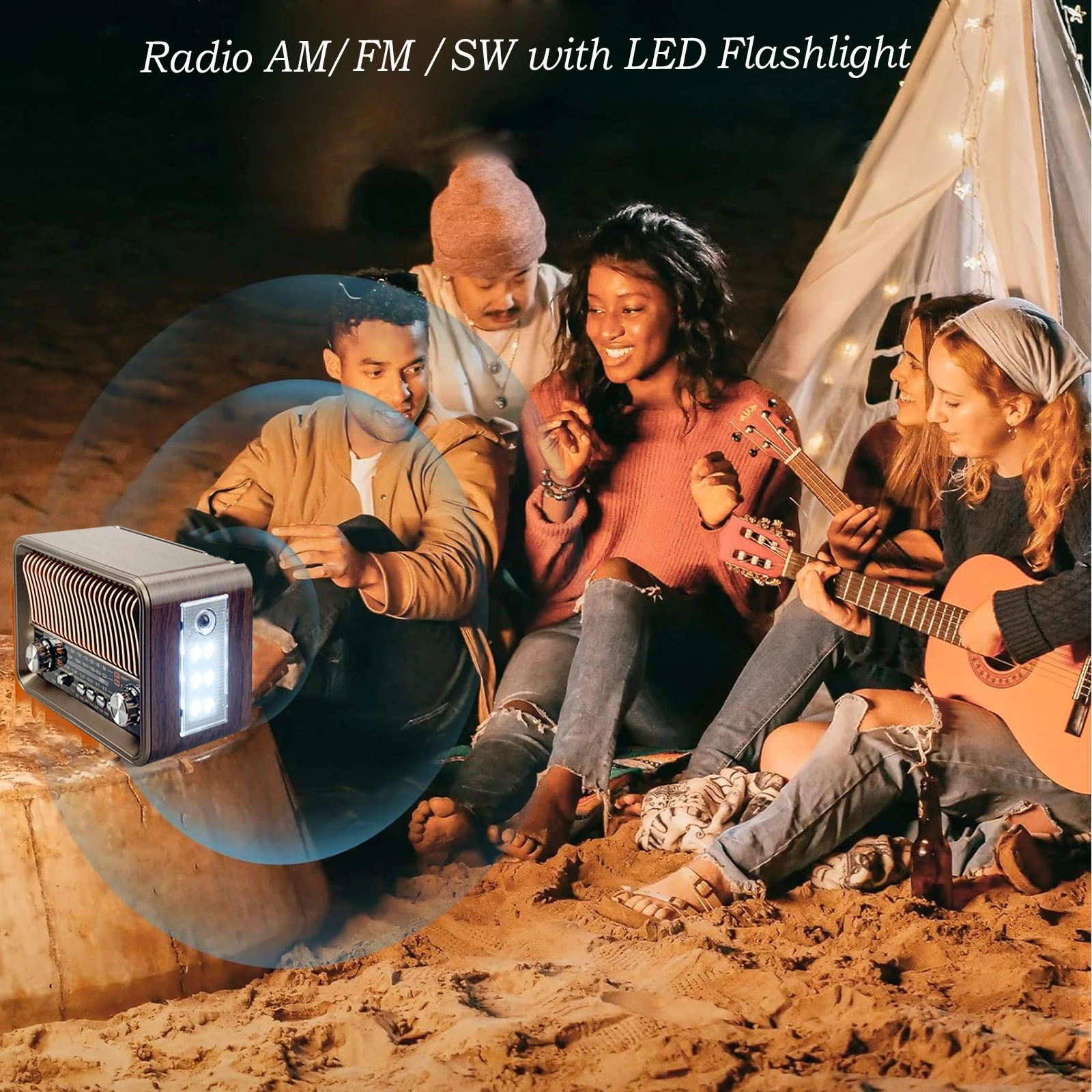 ﻿   الكلاسيكية الرجعية كامل النطاق راديو المحمولة FM AM SW أجهزة الراديو استقبال مصباح ليد جيب سمّاعات بلوتوث مكبرات الصوت TF USB مشغل موسيقى