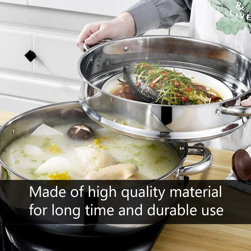 

Stainless Steel Steam Hot Pot Soup Steamer Cooker Vegetable Steaming Three Layer