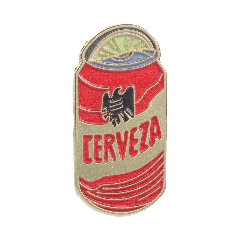 Mexican Cerveza Beer Can Enamel Pins Vintage Beer Can With Lime Slice Eagle Pattern Brooch Lapel Pin Beverage Badge Jewelry Gift