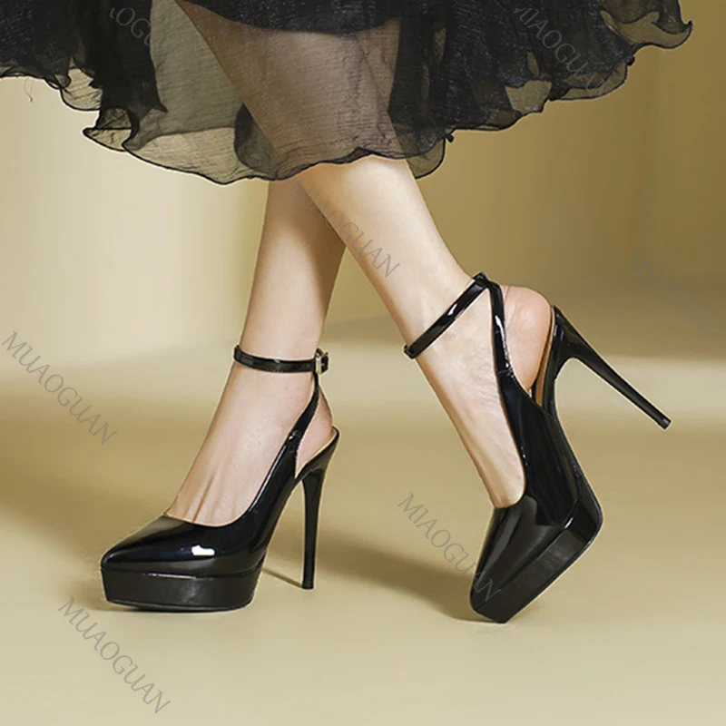 

Women's Sexy Closed Toe Backless Heels Spring Summer Pointed Toe Stiletto Platform Pumps Women Ankle Buckle Women's Shoes Heel