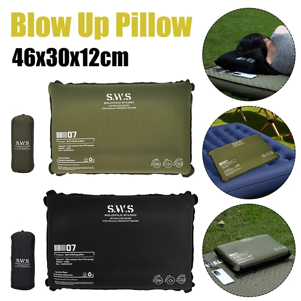 التلقائي التضخم وسادة السفر عالية انتعاش رغوة التخييم وسادة مريحة نفخ وسادة قابل للتعديل لارتفاع مصممة خصيصا #1