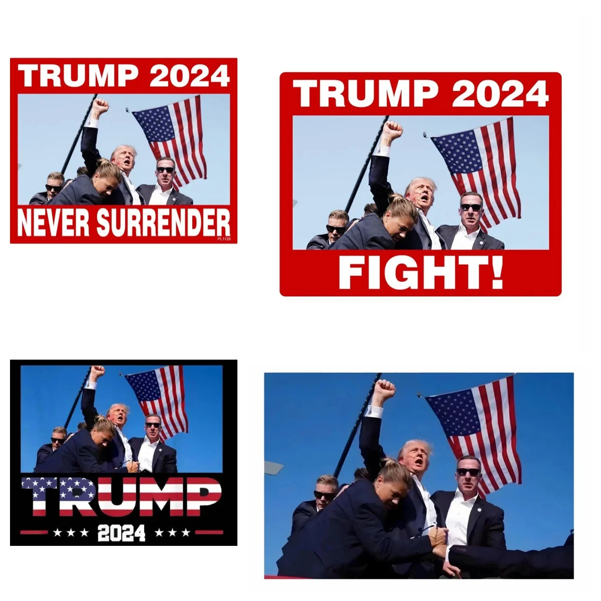 Donald Trump Never Surrender Vinyl Decal for Cars Laptops Motorcycles Block Scratches Waterproof PVC Sticker Wholesale