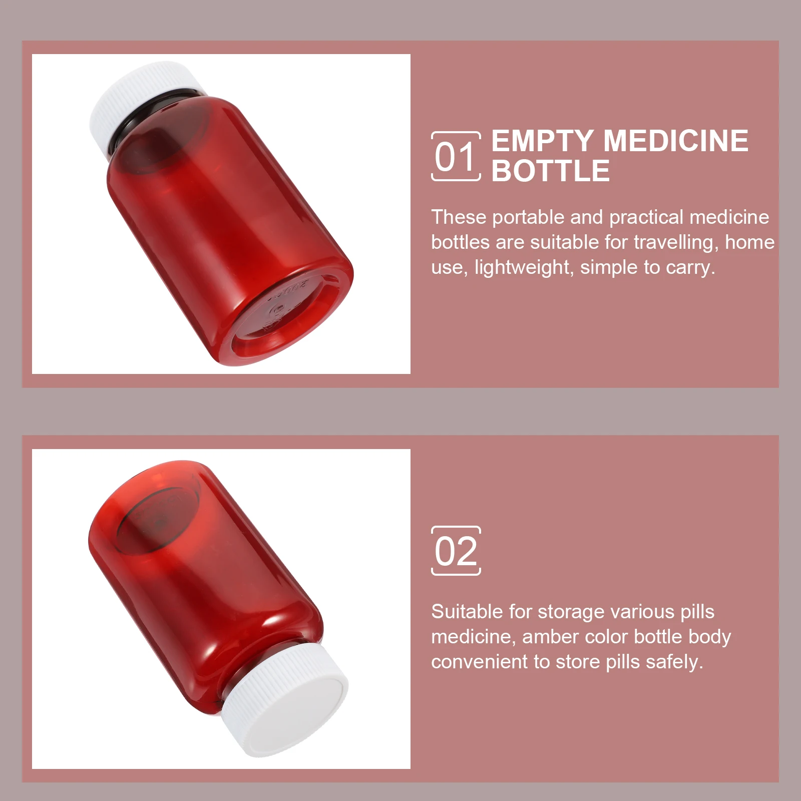 

12 pcs 100ml Amber Pill Jars Bottles Leak Proof Plastic Capsules Storage Containers Empty Vials Laboratory PET
